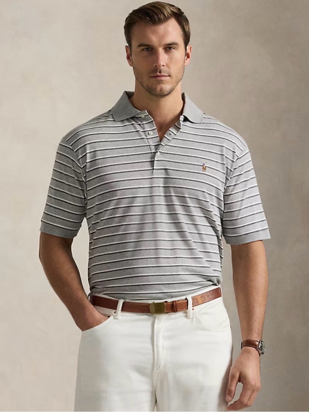 Polo by Ralph Lauren Light Gray Striped Polo
